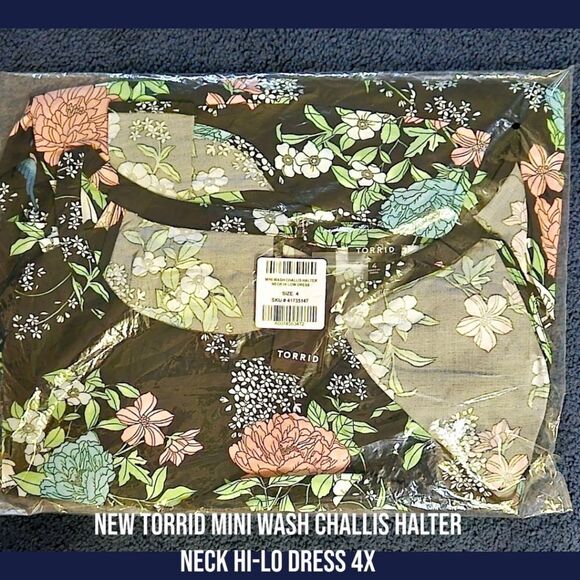 TORRID MINI Wash Challis Halter Neck Hi-Lo Tank dress 4X - Picture 10 of 12